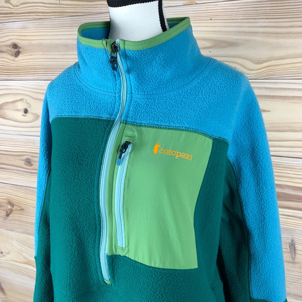 Cotopaxi Teca Fleece Pullover Mens XL Green Blue Half‎ Zip Outdoor Gorp
